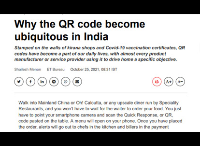 Why the QR code become ubiquitous in India